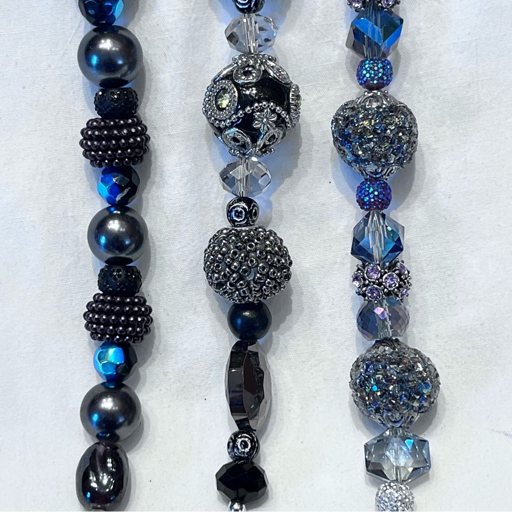 Jessie James Beads. 3 strand set. Black, silver, purple and blue NWT